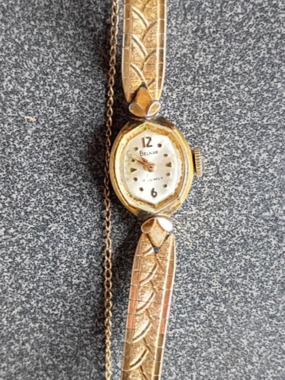 Vintage Belmar Women Watch w/Chain 10k Gold Filled Caps 17 Jewels Not Running